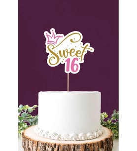 Sweet 16 pembe-gold Pasta Süsü *Kalın Kağıt