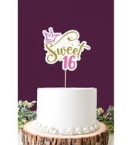 Sweet 16 pembe-gold Pasta Süsü *Kalın Kağıt