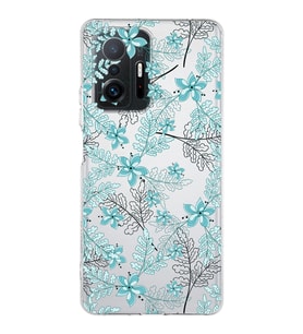 Xiaomi  Mi 11T Pro  Uyumlu Kapak Floral Su Yeşili Tasarımlı Şeffaf  Kılıf