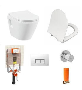 VitrA İntegra Rim-ex Kanalsız Asma Klozet + VitrA Slim Duroplast Klozet Kapağı + Gömme Rezervuar 7062L003-0850