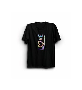 14 Şubat Sevgililer Günü Love Baskılı Oversize Bisiklet Yaka T-shirt - Siyah