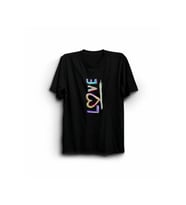 14 Şubat Sevgililer Günü Love Baskılı Oversize Bisiklet Yaka T-shirt - Siyah