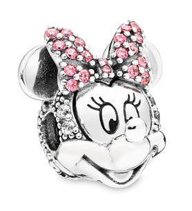 Pembe Taşlı Puantiyeli Miniş Fare Charm