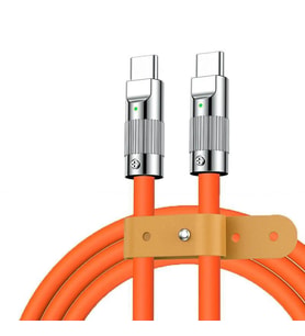 Valkyrie 6A TCT Type-C to Type-C Sıvı Silikon 8K Data Hızlı Şarj Kablosu - Bakır Döşeme - Katlanmaz Kırılmaz Dayanıklı Kablo - 1.5 Metre Turuncu
