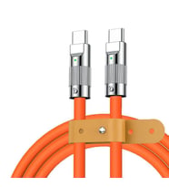 Valkyrie 6A TCT Type-C to Type-C Sıvı Silikon 8K Data Hızlı Şarj Kablosu - Bakır Döşeme - Katlanmaz Kırılmaz Dayanıklı Kablo - 1.5 Metre Turuncu