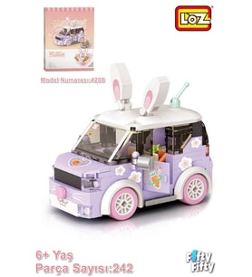 LOZ Mini Block Serisi/  Mor Araba -LZ4208 (242 Parça) Oyuncak Yapım Seti