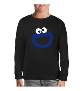 Kurabiye Canavarı - Canavar Siyah Çocuk Sweatshirt