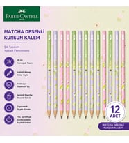 Faber-Castell Matcha Desenli Kurşun Kalem 12 Adet 2B Yuvarlak Gövde