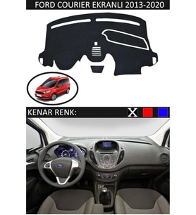 Ford Courier Ekranlı 2013-2020 İçin Uygun Torpido Koruma Halısı Siyah Kenar Renk Siyah