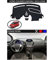 Ford Courier Ekranlı 2013-2020 İçin Uygun Torpido Koruma Halısı Siyah Kenar Renk Siyah