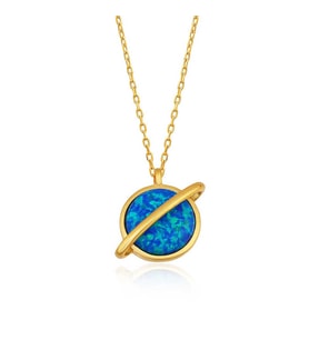 Harem Altın Gümüş Gold Opal Taşlı Gezegen Bayan Kolye
