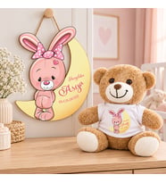 Kişiye Özel Bebek Kapı Süsü (Peluş Ayıcık Hediyeli) – Baby Shower / Hastane Odası