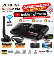 Redline G50 HD Pro Full HD Uydu Alıcısı Tüplü TV Uyumlu Çanaksız Tv İzleme YouTube WiFi Destekli TKGS 5000 Kanal WiFi Anten ve AV Scart Kablo Hediyeli