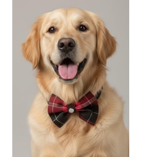 Aristokrat Büyük ve Orta Irk Köpek Papyonu  Ekose Desen Silver Taşlı Şık Aksesuar