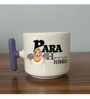 Para Harcamak İçindir Baskılı Mor Kulplu T Kupa