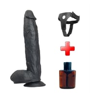 LilituShop 31 cm Belden Bağlamalı Vantuzlu Realistik Siyahi Penis  Vajinal Dildo