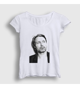 Presmono Kadın Beyaz Pose V2 Mads Mikkelsen T-Shirt 555591tt