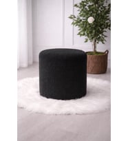 Minimalist Tasarım Teddy Kumaş Siyah Çok Amaçlı Dekoratif Puf