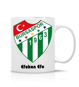 Bursaspor Logo Figürlü Dilediğiniz İsime Özel Çift Taraf Baskılı Kupa Bardak