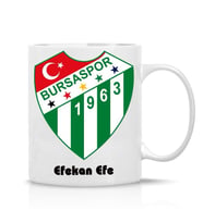 Bursaspor Logo Figürlü Dilediğiniz İsime Özel Çift Taraf Baskılı Kupa Bardak