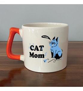 Cat Mom Baskılı Turuncu Kulplu D Kupa