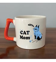 Cat Mom Baskılı Turuncu Kulplu D Kupa