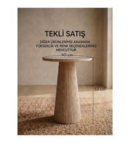 Traverten Tekli Mantar Sehpa Yükseklik 53 cm