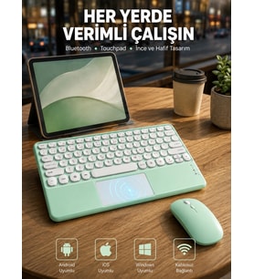 Bluetooth Touchpad Klavye Ultra İnce Taşınabilir Q Klavye Yeni Nesil