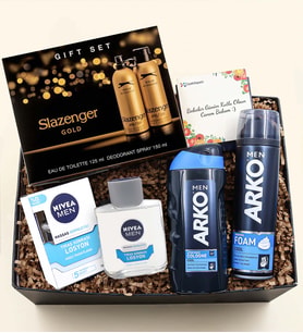Arko Men Tıraş Köpüğü & Arko Men Tıraş Kolonyası & Tıraş Sonrası Losyon & Slazenger Active Sport Deodorant+Parfüm Seti Hediye Seti