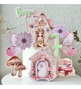 Peri Kızı Temalı Kız Çocuk Doğum Günü İsme Özel 3D Pasta Süsü Seti Cake Topper