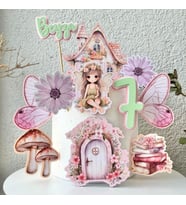 Peri Kızı Temalı Kız Çocuk Doğum Günü İsme Özel 3D Pasta Süsü Seti Cake Topper