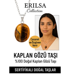 Sertifikalı Oval Kaplan Gözü Taşı Doğal Taş Kolye – Gümüş Aparatlı Cesaret ve Denge Taşı (Çok Renkli)