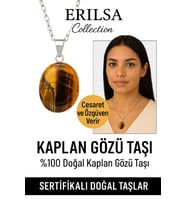 Sertifikalı Oval Kaplan Gözü Taşı Doğal Taş Kolye – Gümüş Aparatlı Cesaret ve Denge Taşı (Çok Renkli)