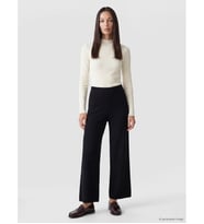 LCW EVERYDAY Siyah Beli Lastikli Geniş Paça Kadın Triko Pantolon