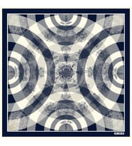 Mandala Desen Black Seri Twill Eşarp Eşarp Askısı ile Birlikte 90x90 cm Lacivert