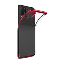 Huawei P40 Lite Köşeleri Renkli Kamera Korumalı Şeffaf Kılıf (Kırmızı)