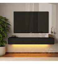 İnarch Dizayn Alba Led Işıklı Duvara Monte TV Sehpası - 3 Kapaklı Tasarım