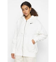 Nike Sportswear Phoenix Fleece Oversized Hoodie Full Zip Cream Bol Kesim Kapüşonlu Kadın Sweatshirt Krem