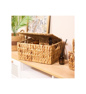 Hasır Çok Amaçlı Dikdörtgen Kapaklı Kutu L 36x28 Cm