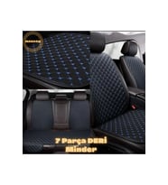 CITROEN C4 - PICASSO 5 KİŞİ 2011-2013 uyumlu 7 Parça Deri Minder Takımı (Siyah-Mavi)