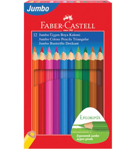 Faber-Castell Jumbo Kuru Boya Kalemi, 12 Renk, Çocuklar İçin Eğlenceli Ve Kolay Tutuş, Ergonomik Üçg (Çok Renkli)