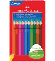 Faber-Castell Jumbo Kuru Boya Kalemi, 12 Renk, Çocuklar İçin Eğlenceli Ve Kolay Tutuş, Ergonomik Üçg (Çok Renkli)