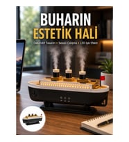 Mey İthalat® Dekoratif Gemi Modeli 7 Renk Işıklı Hava Nemlendirici ve Oda Kokusu Difüzörü Yeni Nesil