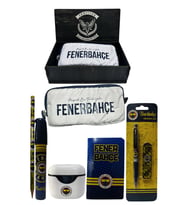 Fenerbahçe Orjinal Lisanslı Beyaz Air Kalemtraş Ahşap Kutulu 6'lı Kırtasiye Seti (Lacivert-Beyaz)