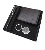 Signator D270 İsme Özel Set - Deri Cüzdan Kartlık + Anahtarlık  + Kalem Seti  İsme Özel Hediyelik Set (Karışık)