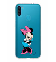 Samsung Galaxy M11 Kapak Minnie Mouse Tasarımlı Şeffaf Silikon Kılıf