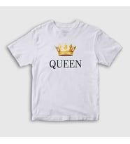 Presmono Unisex Çocuk Beyaz Queen Kraliçe T-Shirt 386110tt (Beyaz)