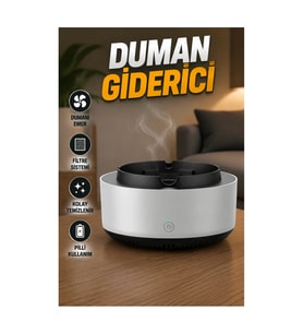 Sensörlü Elektronik Duman Giderici Küllük – Çıkarılabilir Tepsili Pilli Tasarım
