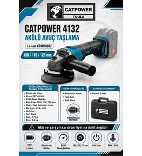 Catpower Avuç Taşlama Kömürsüz Aküsüz