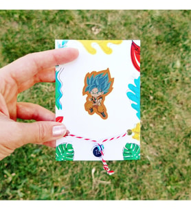 Dragon Ball Goku Ahşap Rozet Marteniçka Bileklik Hediyeli -Çanta-Broş-Aksesuar (Çok Renkli)